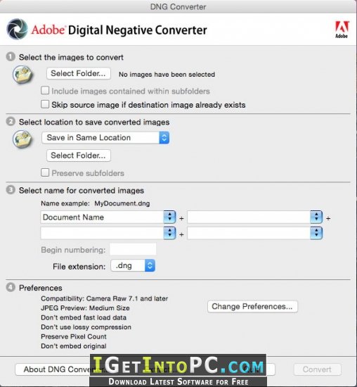 Adobe DNG Converter 10.5 Windows MacOS Free Download 5