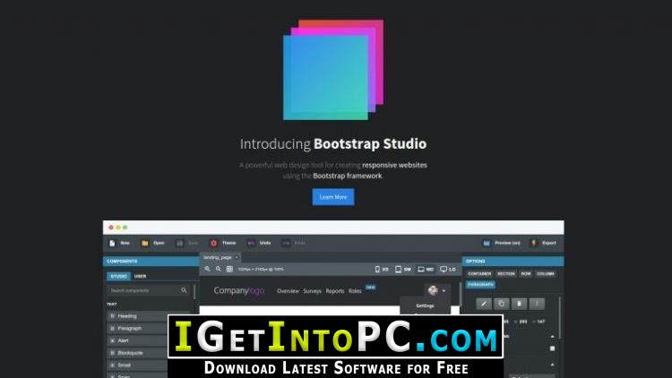 Bootstrap Studio 4.3.7 Professional Free Download 3