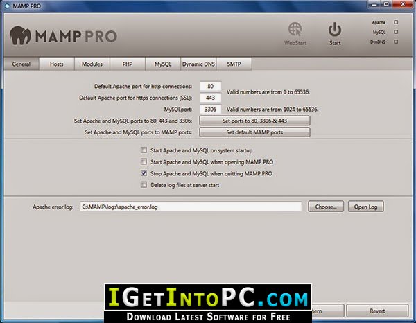 MAMP MAMP PRO 4.1.0.23975 Free Download Windows and MacOS 4