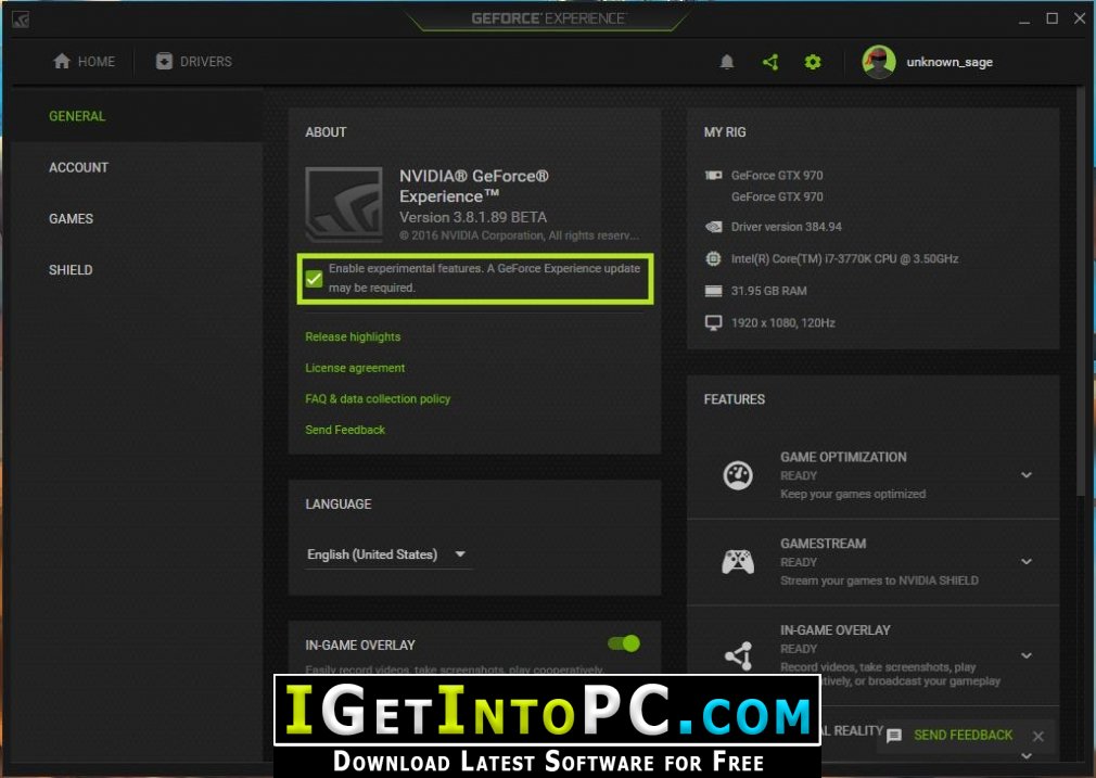 NVIDIA GeForce Experience 3 Free Downloads 1 1