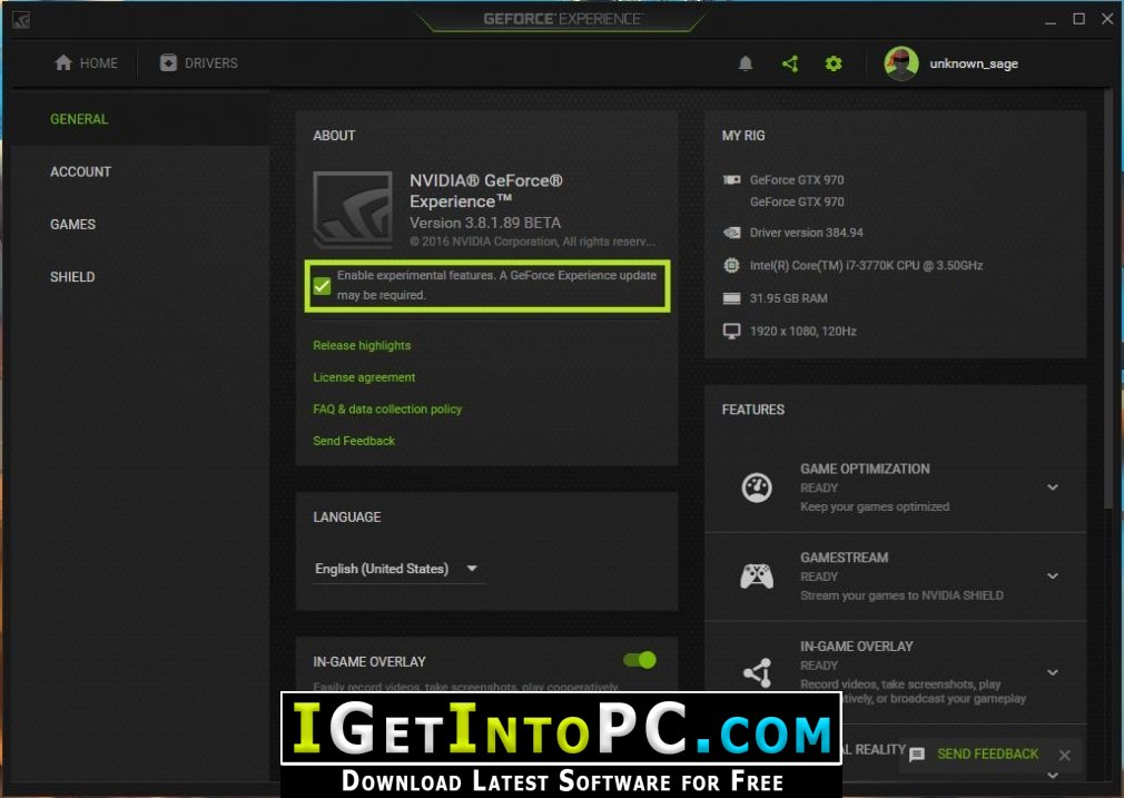 NVIDIA GeForce Experience 3.20.2.34 Free Download 2