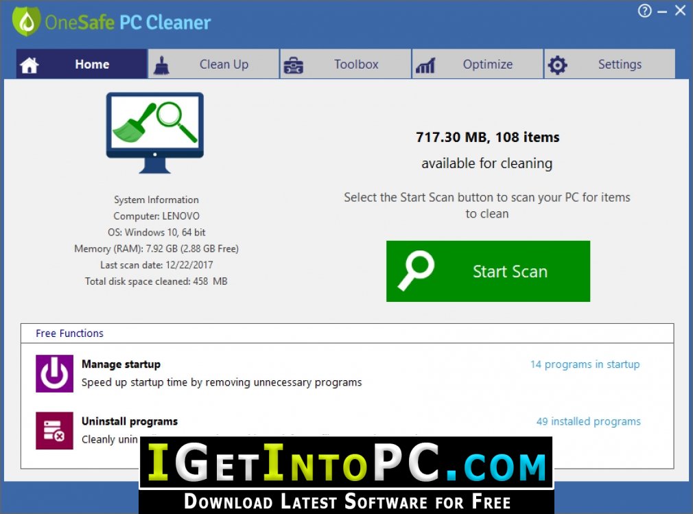 OneSafe PC Cleaner Pro 6 Free Download 2