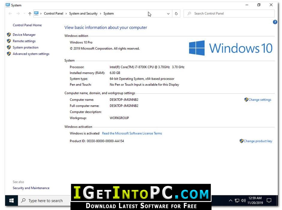 Windows 10 Pro with Office 2019 December 2019 Free Download 2