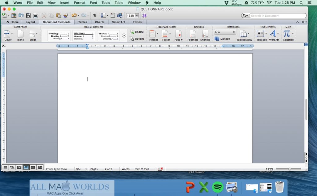 Microsoft Word 2016 VL 16 for macOS Free Download