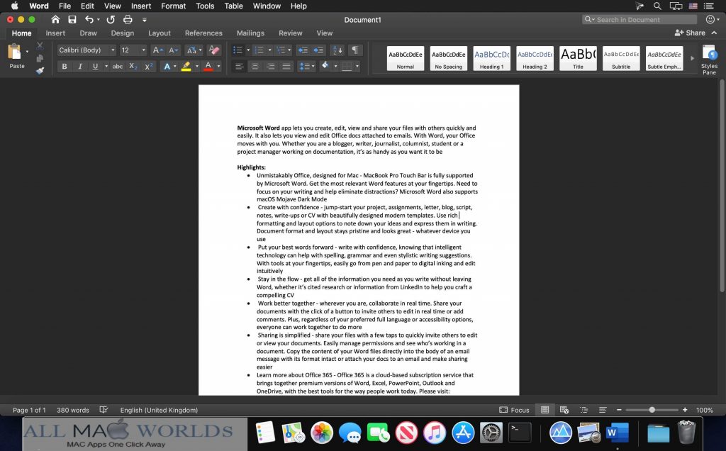 Microsoft Word 2019 VL 16 for Mac Free Download